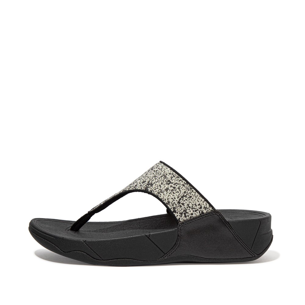 Fitflop Womens Sandals Black - Lulu Shimmer Toe-post - 43PZGOFIS